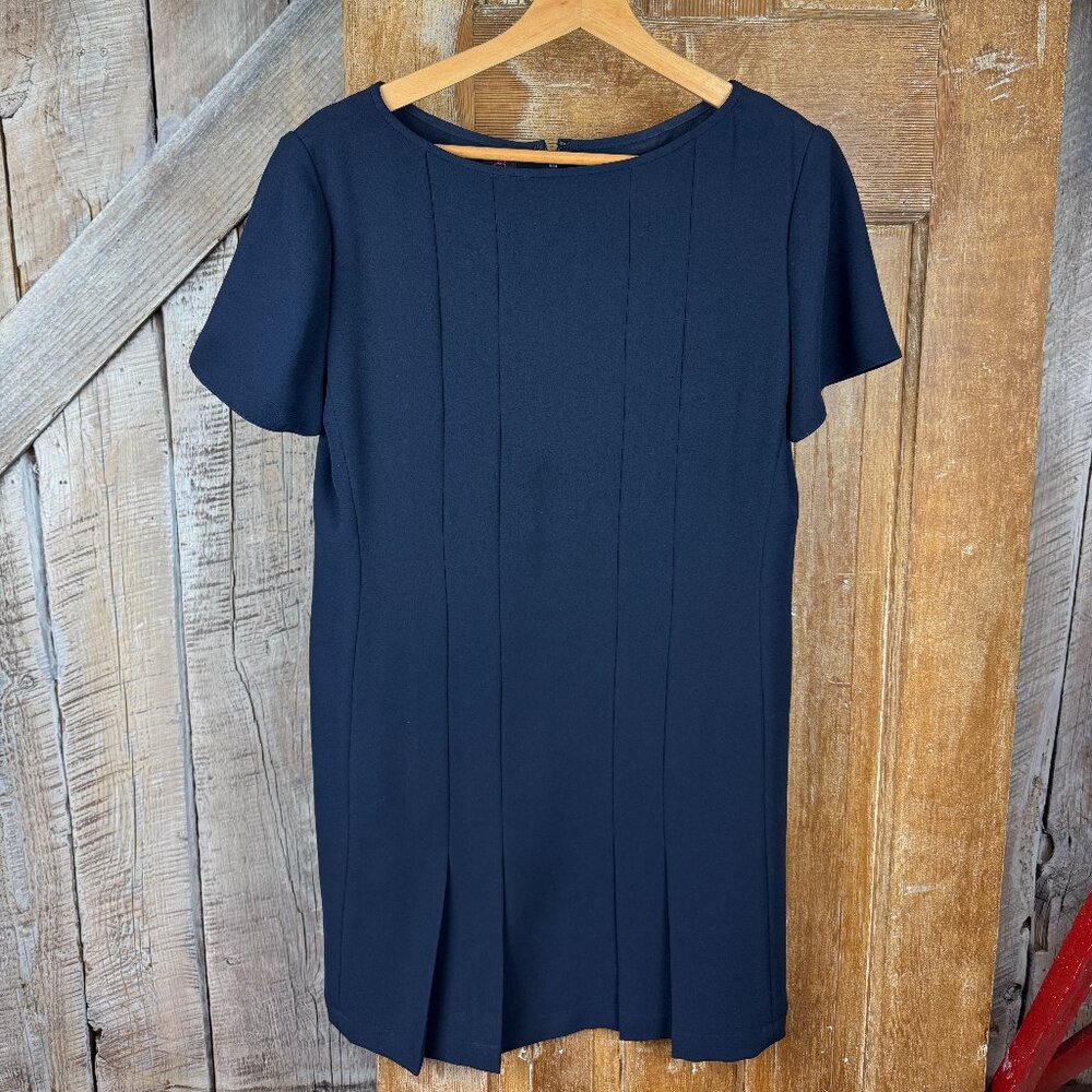 Tom and Linda Platt Navy Pleated Dress Size 10